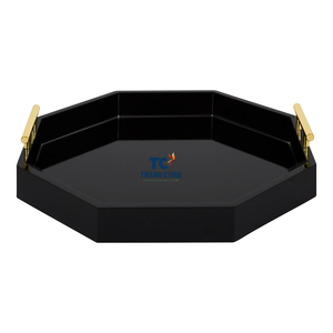 Bandeja de servicio de laca de MDF artesanal de Vietnam, bandejas de madera de tamaño personalizado, decoración ovalada, bandejas de laca rectangulares redondas - Product Image 2