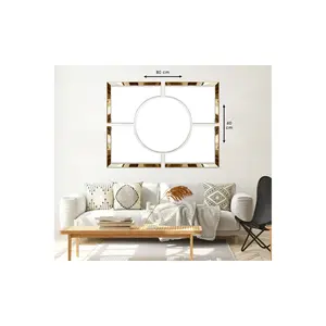 Decoración de Muebles Zevahir, Juego de Pinturas con Modelo Religioso del Alfabeto Árabe, Borde de Plexiglás Dorado y Plateado, 80x60 - Product Image 2