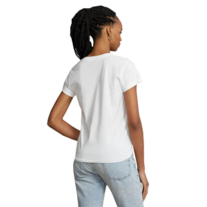 Camiseta personalizada de mujer con cuello en V de algodón con cuello en V en tela de algodón mercerizado suave para ropa de descanso ligera - Product Image 3