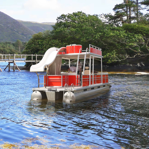 Kinocean 25 pies de dos pisos de aluminio de velocidad eléctrica barco nuevo ocio remo pontón pesca motor fuera de borda para lago verano - Product Image 1