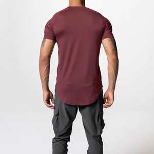 Chemise de sport à séchage rapide pour hommes, coupe ajustée, t-shirt de sport décontracté avec motif solide tissé à partir de polyester/coton - Product Image 2
