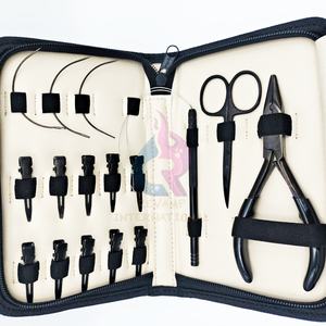 Kit d'outils d'extension de cheveux professionnel de haute qualité pince en acier inoxydable tirant boucle ciseaux pinces à cheveux - Product Image 1