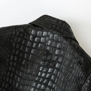 Chaqueta estilo blazer de piel de serpiente auténtica para mujer negra con sensación de chaqueta de piel de pitón de alta gama y chaqueta de lujo de piel de pitón - Product Image 5
