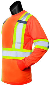 Camiseta de Seguridad Fluorescente de Poliéster Reflectante de Alta Visibilidad de Manga Larga para Hombre - Product Image 3