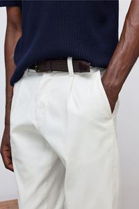 Pantalones chinos de algodón 100% de ajuste regular y longitud para hombre, pantalones de moda de marca personalizables transpirables, precio al por mayor OEM y ODM - Product Image 5