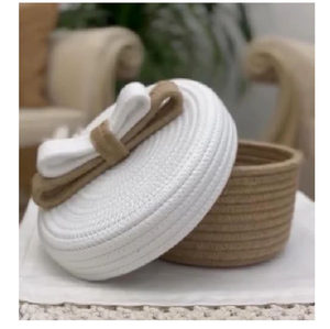 Panier à pampilles en coton Jute fabriqué à la main 8x4 pouces organisateur de rangement décoratif naturel écologique fait à la main décor à la maison - Product Image 3