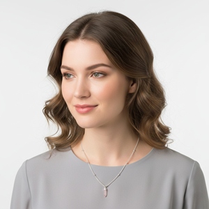 <b>Rose</b> Quartz Bullet Shape <b>Silver</b> Plated Pendant Sterling <b>Silver</b> Ball Chain <b>Necklace</b> Engagement Wedding & Parties - Product Image 5