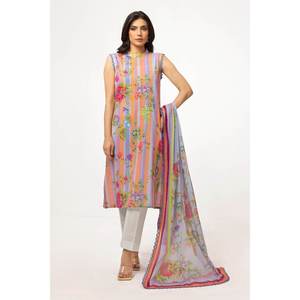 Traje de Chifón de 3 Piezas para Mujer, Sin Costuras, Transpirable, Estampado, con Bordado, Diseño Multi-Opción - Product Image 1