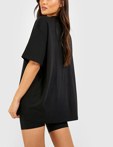 Conjunto de camiseta y pantalones cortos transpirables de verano de 2 piezas para mujer, conjunto con estampado de algodón 100% personalizado para mujer - Product Image 3