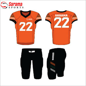 Sublimación universitaria personalizada Aparejos para adultos Sarga Camisetas para jóvenes Kits Disfraces Práctica y pantalones Conjunto Uniforme de fútbol americano, - Product Image 1