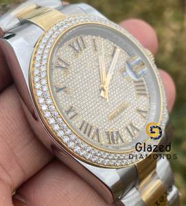 Montre-bracelet Hip Hop bicolore pour homme rehaussée de diamants Moissanite ronds et brillants Vvs Clarity - Product Image 4