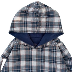 Sweat à capuche réversible sur mesure à double couche à carreaux pour homme, broderie 3D, finition délavée, style gothique vintage, 100 % coton molletonné, OEM - Product Image 3