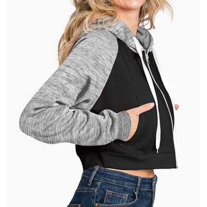 Sudaderas con capucha ecológicas para mujer, ropa con impresión de logotipo personalizado, sudaderas de manga larga, Sudadera corta con capucha para mujer - Product Image 2