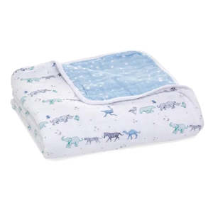 Sustainable Top Breathable Anti-Dust Super Warm Soft Organic Cotton Bamboo Muslin Baby Blankets Animal Printed Sleep Blanket set - Product Image 1
