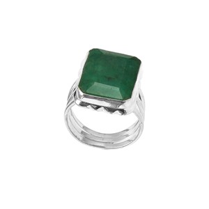Bijoux fins, argent sterling 925 massif, pierre de beryl émeraude teinte, fait à la main, unisexe, anneaux de mariage romantiques, fête classique - Product Image 3