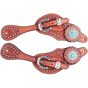 Top Quality Leather Western Spur <b>Straps</b> Very Fine Quality Hand Carving Silver Plated Concho and <b>Buckle</b> at Affordable Price - Product Image 6