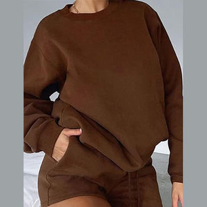 Sweat-shirt confortable à col en V surdimensionné en molleton de haute qualité de couleur unie pour femmes grande taille, mode hiver 2025 - Product Image 6