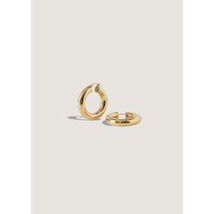 Bold Medium Hoop <b>Earrings</b> Trendy Geometric Titanium Brass Copper Huggie with Zircon Pearl Main Stones Rhodium & Gold Plated Gift - Product Image 3