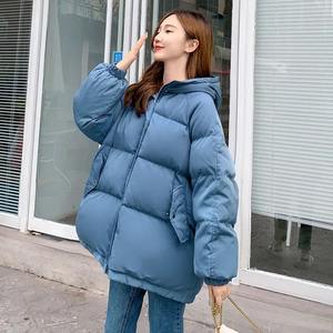 Veste polaire courte d'hiver pour femmes grande taille manteau rembourré en coton à coupe ample tissu polaire imprimé solide tricoté étudiants Bomber - Product Image 3