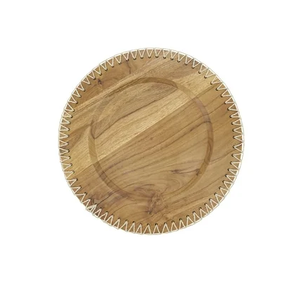 Placas de cargador de madera para servir cenas Placa de cargador de madera de acacia pulida para el hogar Proveedor de hoteles Artesanías Precio más bajo - Product Image 3