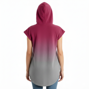 Sweats à capuche sans manches pour femmes, ourlet arrondi, couleurs personnalisées, tailles personnalisées, design de haute qualité, coton, prix de gros, réduction en gros - Product Image 2