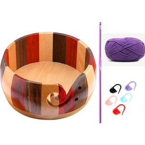 Bol de fil tendance en bois fabriqué à la main support élégant idéal pour exposer le fil et améliorer le décor de l'espace artisanal moderne - Product Image 1
