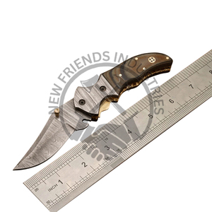 มีดพับเหล็กดามัสกัสแบบทำมือสุดหรูด้ามจับมิคาร์ตาจับตกแต่งหมอนข้าง HRC 58-60ปรับแต่งได้สำหรับเป็นของขวัญ DIY - Product Image 1