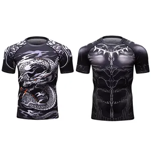 Hot Selling <b>Men's</b> Long Sleeve <b>Rash</b> <b>Guards</b> Custom Compression Gym Wear with Rush <b>Guard</b> for Martial Arts - Product Image 5