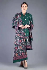 Nouveau traditionnel 2025 femmes hiver Style indien pakistanais Salwar Kameez lin tissu couleur unie - Product Image 4
