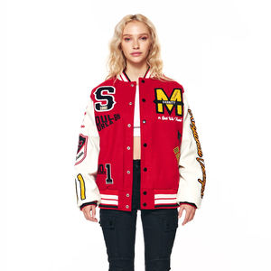 Chaqueta Universitaria Nueva de Alta Calidad, Color Rojo, para Hombre, Bordado Chenille, Mangas de Cuero, Chaqueta Universitaria Personalizada con Letras de Béisbol - Product Image 6