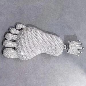 King Foot Moissanite Diamante colgante Iced out Hip Hop Colgante blanco moissanite diamante Diamantes redondos Colgante de plata - Product Image 3