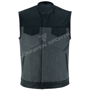 Nuevo Chaleco de Motociclista de Cuero Vacuno Genuino y Mezclilla de Color Personalizado a la Moda para Hombre, Talla Grande, Chaleco de Cuero sin Mangas para Verano - Product Image 1