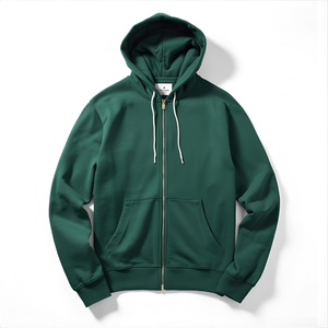 <b>Green</b> Zip Up Hoodie Soft Cotton Fleece Sweatshirt with Front Zipper and OEM/ODM Private Label Options - Product Image 5