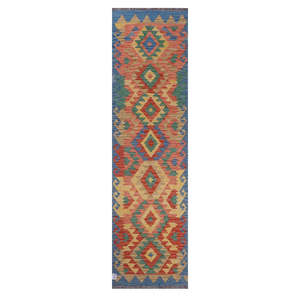 Alfombra Kilim de Maimana, Afganistán, 288 x 78 cm - Product Image 1