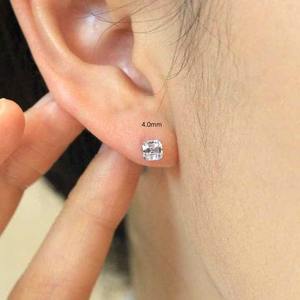 Boucles d'oreilles de luxe en diamant 2 carats taille Asscher, bijoux en diamant de laboratoire, clous d'oreilles en or 14 carats - Product Image 4