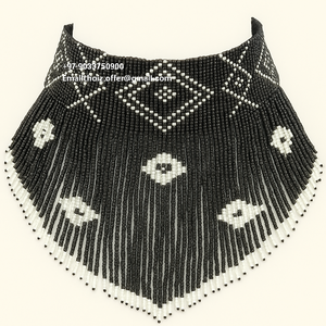 Collar de Gargantilla con red de cuentas de semillas negras hechas a mano para mujer, acento de perlas coloridas - Product Image 6