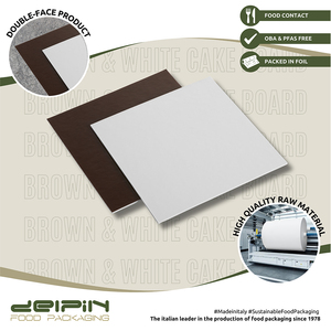 Made in Italy Laminated Disposable Rectangular Square Brown & <b>White</b> Cake <b>Board</b> Cardboard Different Size Ready To Ship - Product Image 3