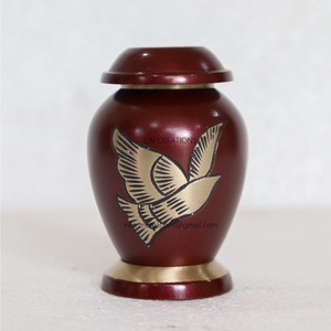 Fabricante de pequeñas urnas de cremación, urnas de latón de pájaro grabadas en azul de recuerdo para cenizas humanas, suministros funerarios, urnas de cremación - Product Image 3