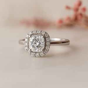 Trendy .50ct Moissanite Bague de fiançailles Design élégant et simple en plaqué or blanc 14 carats - Product Image 1