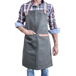 Delantal de cocina de algodón de lona personalizado de alta calidad delantal de rayas para hornear con 2 bolsillos hebilla ajustable resistente y reutilizable - Product Image 6