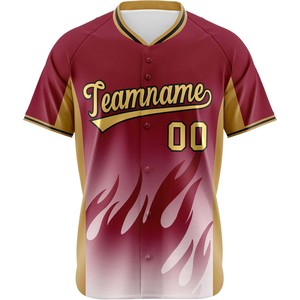 Camiseta de béisbol con gráfico de sublimación personalizada, camiseta de softbol con botones, tela de malla, equipo de ajuste juvenil, aparejos bordados, Sarga de EE. UU. - Product Image 2
