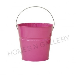 Latest Home Decoration <b>Small</b> Galvanized Tin Pink Flower Bucket Planters <b>Pots</b> With Customized Shiny Finishing At Wholesale Price - Product Image 1