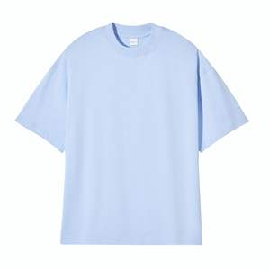 เสื้อยืดผ้าฝ้าย100% โอเวอร์ไซส์ไหล่ตกโลโก้ออกแบบได้เองเสื้อผ้าแนวสตรีทคอกลมพิมพ์ลายสีทึบปรับแต่งโลโก้ได้ - Product Image 3