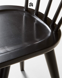Silla de Comedor de Madera Negra, Silla Auxiliar con Estructura de Madera Resistente, Diseño Minimalista para Muebles de Hogar, Hotel, Apartamento, Villa - Product Image 5