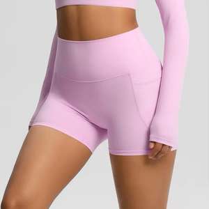 New Summer <b>Women's</b> Lightweight Training Yoga <b>Shorts</b> Ribbed Hip High Sports Leggings Fitting Sports Yoga <b>Shorts</b> - Product Image 3