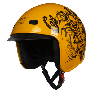 Casque de moto Royce XH26 style vintage, ouvert, homologué DOT, en ABS, avec visière anti-UV à dégagement rapide, design graphique multicolore - Product Image 1
