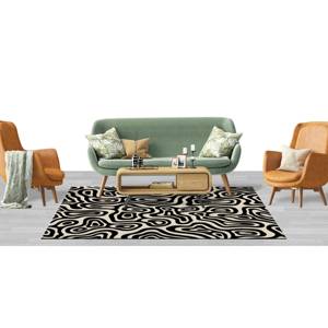 Tapis abstrait noir et blanc : motif minimaliste moderne, tapis doux non tissé - Product Image 4