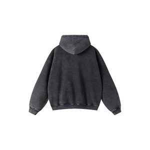 เสื้อฮู้ดดี้ผู้ชายแบบหนา ระบายอากาศได้ดี สไตล์ลำลอง สีพื้น ล้างสีแบบแอซิด ผสมสแปนเด็กซ์/โพลีเอสเตอร์ สกรีนโลโก้ตามสั่ง กันน้ำ สำหรับฤดูหนาว ขายส่ง - Product Image 2