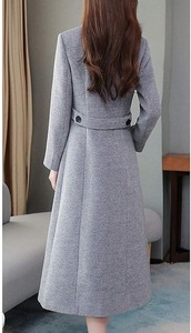 Manteau d'hiver long matelassé imperméable pour femmes coupe régulière vêtements d'extérieur à poitrine blanc avec ouate de coton et manteaux de Style de poche - Product Image 5