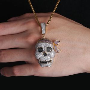 Rapper nuova caratteristica del teschio di <span class=keywords><strong>pirata</strong></span> prepotente con cappello disegno prepotente ciondolo in oro personalizzato ciondolo in oro ciondolo gioielli in argento Rock - Product Image 1